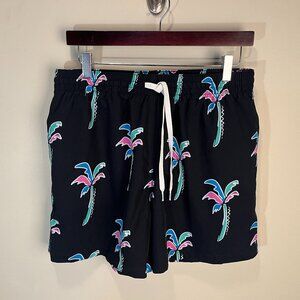 Chubbies Men's black, blue and pink palm trees Swim Trunks L 5.5" inseam shorts